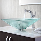 Clear Alexandrite Glass Vessel Sink and Single Hole Faucet with Single Handle