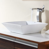 Combos Square Ceramic Sink and Single Hole Faucet with Single Hande