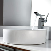 Combos Round Ceramic Sink and Single Hole Faucet with Single Hande