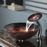 Lava Glass Vessel Sink and Waterfall Faucet
