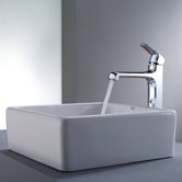 15.2" W x 19.2" L White Square Ceramic Sink and Decorum Faucet