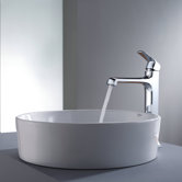 16" White Round Ceramic Sink and Decorum Faucet