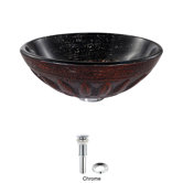 Magma Glass Vessel Sink with Pop Up Drain and Mounting Ring