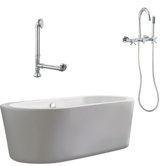 Ventura 67" Apron Tub with Wall Mount Faucet and Cross Handles in Polished Chrome