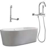 Ventura 67" Apron Tub with Wall Mount Faucet and Lever Handles in Polished Chrome