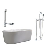 Ventura 67" Apron Tub with Floor Mount Faucet and Cross Handles in Polished Chrome