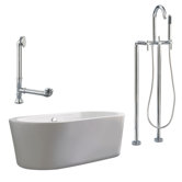 Ventura 67" Apron Tub with Floor Mount Faucet and Lever Handles in Polished Chrome