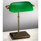 One Light Bankers Table Lamp in Antique Bronze