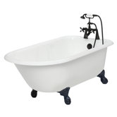 Windsor Cast Iron Bath Tub Faucet Package 1 in White