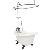 Nobb Hill AcraStone Double Ended Champagne Massage Bath Tub Faucet Package 1 in White