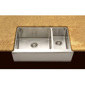Epicure Farmhouse Double Bowl 70/30 Kitchen Sink in Brushed Satin