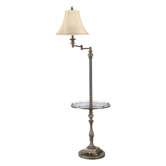 Essentials Buckingham Glass Tray Floor Lamp in Cima Gold