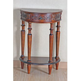 Carved Wood Small Half Moon Console Table