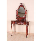 Carved Wood Vanity with Mirror