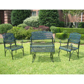 Iron Patio Diamond Lattice 4 Piece Lounge Seating Group