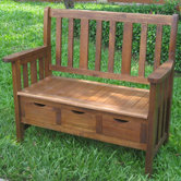 Acacia Patio Wood Storage Bench