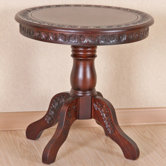 Carved Wood End Table