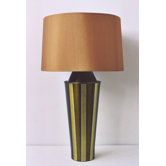Striped Gemini Table Lamp in Olive with Gold Shade