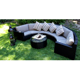 Half Round Pond 7 Piece Sectional Deep Seating Group with Cushions