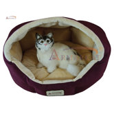 Cat Bed in Burgundy and Beige