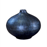 Arctic Blue Lacquered Wood 8" Tall Vase