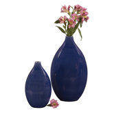 Ceramic 10" and 8" Tall Vase Cobalt Blue Glaze (Set of 2)