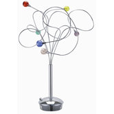 Jujoobi Six Light Table Lamp in Chrome with Colored Glass