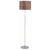 Floor Lamp in Chrome with Real Dark Wood Panel Shade