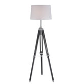 Jiordano One Light Floor Lamp in Polished Steel/Black
