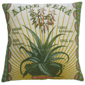 Botanica 20" x 20" Linen Pillow with Aloe Vera Print