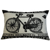 Match Co 13" x 20" Pillow with Ecru / Black Bicycle Print