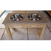 Ash Wood Pet Diner with Solid Surface Top