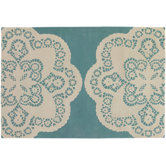 Tufted Pile Aqua/Cream Doily Rug