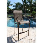 Chub Cay Patio Sling Stackable 30" Barstool in Walnut