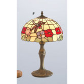 Beige Dragonfly Tiffany Glass Table Lamp in Green