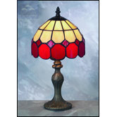 Bistro Tiffany Table Lamp in Beige and Red