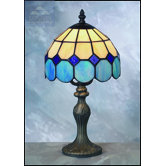 Bistro Tiffany Table Lamp in Beige and Blue