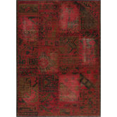 Vintage Raspberry Patchwork Rug