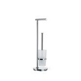 Outline Lite Toilet Roll Holder and Brush with Round Base in Polished Stainless Steel