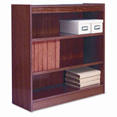 Square Corner Bookcase, Finished Back, Wood Veneer, 3-Shelf, 36x12x36, Med. Oak