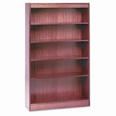 Square Corner Bookcase, Finished Back, Wood Veneer, 5-Shelf, 36x12x60, Med. Oak