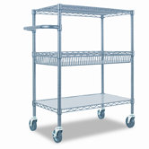 Three-Tier Rolling Cart, 30 x 18 x 40, Black
