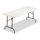 500 lb Capacity Rectangular Resin Folding Table in Platinum