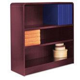 Radius Corner Bookcase, Finished Back, Wood Veneer, 3-Shelf, 36x12x36, Mahogany