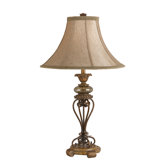 Table Lamp with Bell Shade in Antique Gold