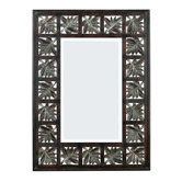 Foilage Wall Mirror in Dark Walnut with Silver Accents