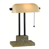 Greenville One Light Banker Lamp in Natural Slate