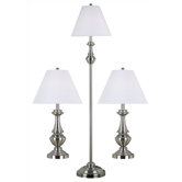 New Hope Three Piece Lamp Set in Brushed Steel
