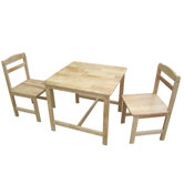 Juvenile Kids 3 Piece Square Table and Chair Set