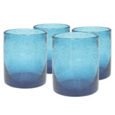 Iris Double Old Fashioned Glass in Turquoise (Set of 4)